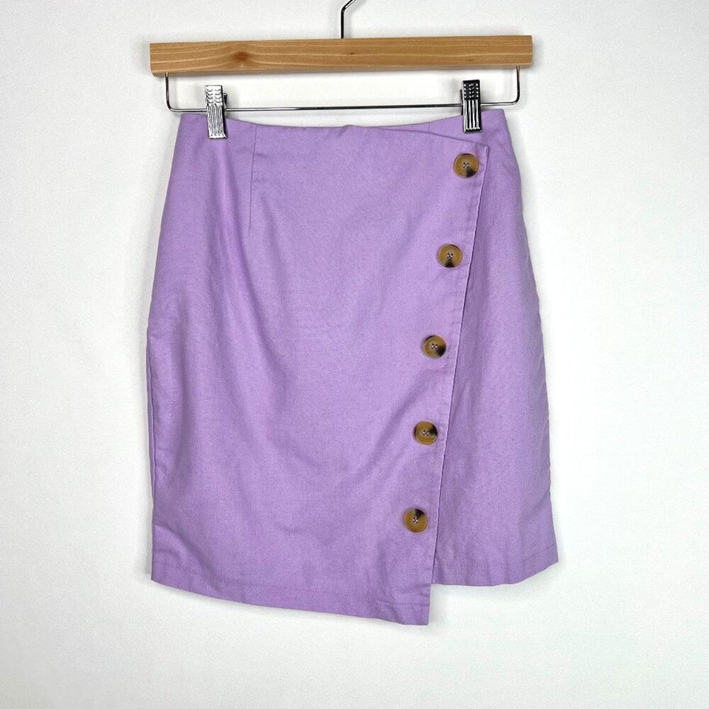 Etophe Studio Purple Asymmetric Button Pencil Skirt Small